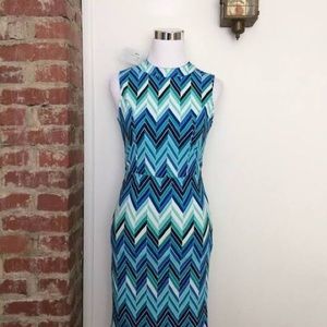 Renee C blue chevron print sleeveless dress